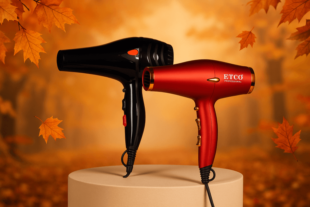 سشوار مسافرتی اتکو ETCO ET-5507 - سبکترین سشوار ایران فقط ۴۸۰ گرم با دسته تاشو