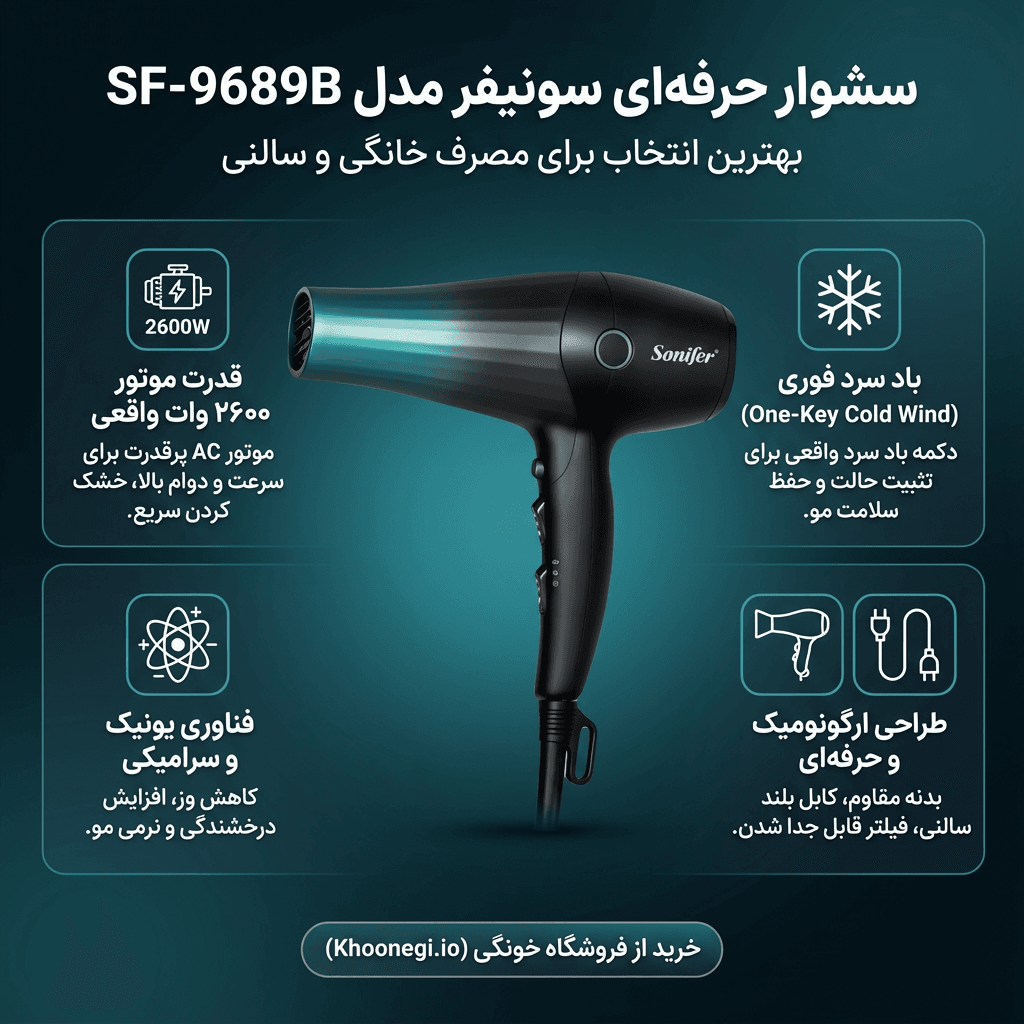 SF-9689B سونیفر با موتور ۲۶۰۰ وات و طول عمر بالا.