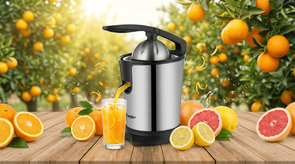آبمیوه گیری SF-5548 سونیفر با سیستم آبگیری ۸ شیار دقیق.