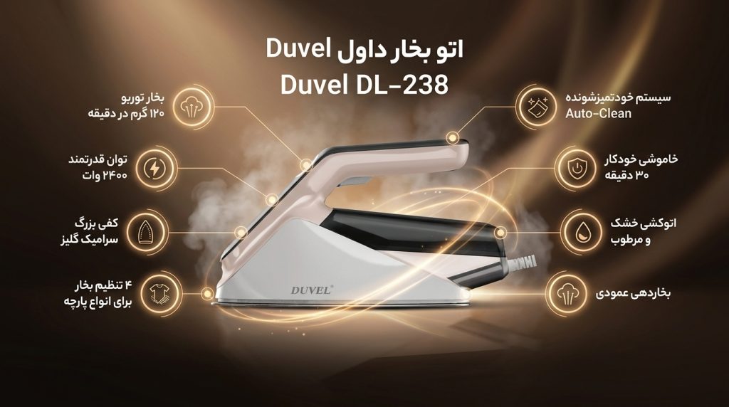 طراحی ارگونومیک و دسته زیبای اتو بخار داول DL-238